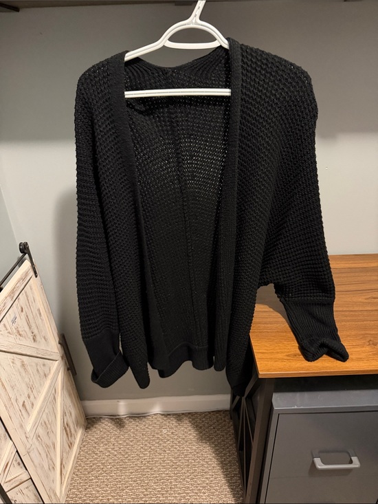 Other Sweaters - Dolman Oversized Open-Front Black Knit Cardigan Sweater
